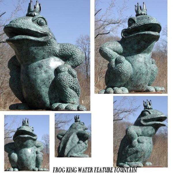 Frog King Piped Water Feature Royal Amphibian Statue Bronze